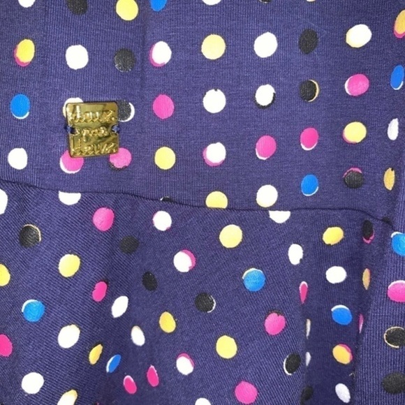 DEUX par Deux Girls Blue Polka Dot Long Sleeve Ruffle Drop Waist Dress Sz 10 - Picture 5 of 7